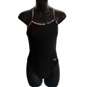 Nice Speedo Women's Pride Solid One Back One Piece Black Swimsuit One Piece size